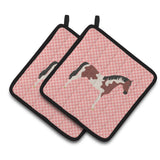 Caroline'S Treasures Pinto Horse Pink Check Decorated Pot Holder, 7.5 X 7.5