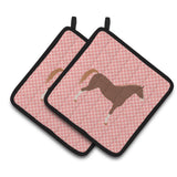 Caroline'S Treasures Hannoverian Horse Pink Check Decorated Pot Holder, 7.5 X 7.5