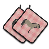 Caroline'S Treasures Welsh Pony Horse Pink Check Decorated Pot Holder, 7.5 X 7.5