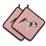 Caroline'S Treasures Cyldesdale Horse Pink Check Decorated Pot Holder, 7.5 X 7.5