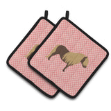 Caroline'S Treasures Shetland Pony Horse Pink Check Decorated Pot Holder, 7.5 X 7.5
