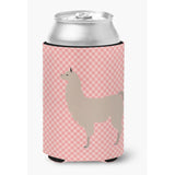 Caroline'S Treasures Llama Pink Check Decorative Can Hugger, Multicolor
