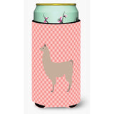 Caroline'S Treasures Llama Pink Check Decorative Can Hugger, Tall Boy, Multicolor