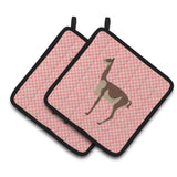 Caroline'S Treasures Vicugna Or Vicuna Pink Check Decorated Pot Holder, 7.5 X 7.5