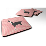 Caroline'S Treasures Llama Q' Ara Pink Check Decorative Coasters, 3.5, Multicolor