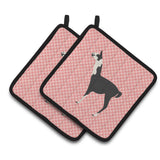 Caroline'S Treasures Llama Q' Ara Pink Check Decorated Pot Holder, 7.5 X 7.5