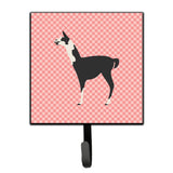 Caroline'S Treasures Llama Q' Ara Pink Check Wall Hook, Small, Multicolor