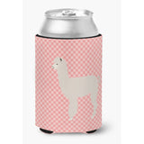 Caroline'S Treasures Alpaca Pink Check Decorative Can Hugger, Multicolor