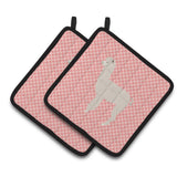 Caroline'S Treasures Alpaca Pink Check Decorated Pot Holder, 7.5 X 7.5
