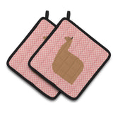 Caroline'S Treasures Alpaca Suri Pink Check Decorated Pot Holder, 7.5 X 7.5