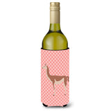 Caroline'S Treasures Guanaco Pink Check Decorative Bottle Hugger, 750 Ml, Multicolor