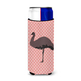 Caroline'S Treasures Emu Pink Check Decorative Can Hugger, Slim, Multicolor