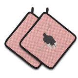 Caroline'S Treasures Common Ostrich Pink Check Decorated Pot Holder, 7.5 X 7.5