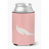 Caroline'S Treasures White Peacock Peafowl Pink Check Decorative Can Hugger, Multicolor