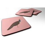 Caroline'S Treasures Indian Peahen Peafowl Pink Check Decorative Coasters, 3.5, Multicolor