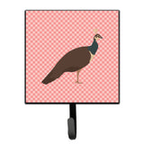 Caroline'S Treasures Indian Peahen Peafowl Pink Check Wall Hook, Small, Multicolor