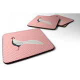 Caroline'S Treasures Silver Pheasant Pink Check Decorative Coasters, 3.5, Multicolor