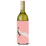 Caroline'S Treasures Silver Pheasant Pink Check Decorative Bottle Hugger, 750 Ml, Multicolor
