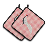 Caroline'S Treasures Silver Pheasant Pink Check Decorated Pot Holder, 7.5 X 7.5