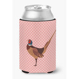 Caroline'S Treasures Ring-Necked Common Pheasant Pink Check Decorative Can Hugger, Multicolor