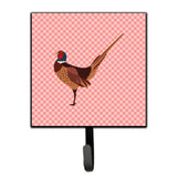 Caroline'S Treasures Ring-Necked Common Pheasant Pink Check Wall Hook, Small, Multicolor