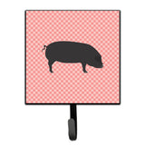 Caroline'S Treasures Devon Large Black Pig Pink Check Wall Hook, Small, Multicolor