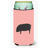 Caroline'S Treasures Devon Large Black Pig Pink Check Decorative Can Hugger, Tall Boy, Multicolor