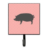 Caroline'S Treasures Berkshire Pig Pink Check Wall Hook, Small, Multicolor