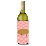 Caroline'S Treasures Hungarian Mangalica Pig Pink Check Decorative Bottle Hugger, 750 Ml, Multicolor