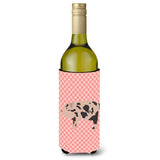 Caroline'S Treasures Mini Miniature Pig Pink Check Decorative Bottle Hugger, 750 Ml, Multicolor