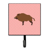 Caroline'S Treasures Wild Boar Pig Pink Check Wall Hook, Small, Multicolor