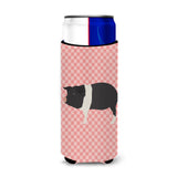 Caroline'S Treasures Hampshire Pig Pink Check Decorative Can Hugger, Slim, Multicolor