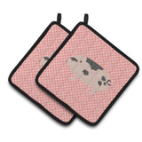 Caroline'S Treasures Gloucester Old Spot Pig Pink Check Decorated Pot Holder, 7.5 X 7.5