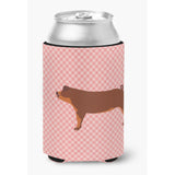 Caroline'S Treasures Duroc Pig Pink Check Decorative Can Hugger, Multicolor
