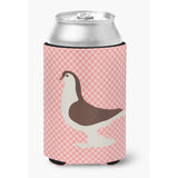Caroline'S Treasures Large Pigeon Pink Check Decorative Can Hugger, Multicolor