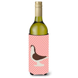 Caroline'S Treasures Large Pigeon Pink Check Decorative Bottle Hugger, 750 Ml, Multicolor