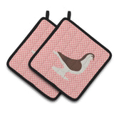 Caroline'S Treasures Large Pigeon Pink Check Decorated Pot Holder, 7.5 X 7.5