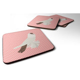 Caroline'S Treasures German Helmet Pigeon Pink Check Decorative Coasters, 3.5, Multicolor
