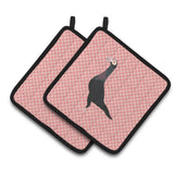 Caroline'S Treasures English Carrier Pigeon Pink Check Decorated Pot Holder, 7.5 X 7.5