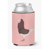 Caroline'S Treasures Capuchin Red Pigeon Pink Check Decorative Can Hugger, Multicolor