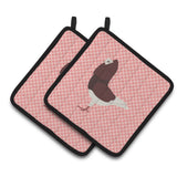 Caroline'S Treasures Capuchin Red Pigeon Pink Check Decorated Pot Holder, 7.5 X 7.5