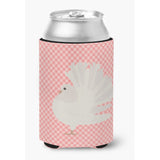 Caroline'S Treasures Silver Fantail Pigeon Pink Check Decorative Can Hugger, Multicolor