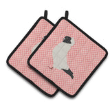 Caroline'S Treasures Nun Pigeon Pink Check Decorated Pot Holder, 7.5 X 7.5
