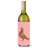 Caroline'S Treasures African Owl Pigeon Pink Check Decorative Bottle Hugger, 750 Ml, Multicolor
