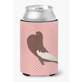 Caroline'S Treasures English Pouter Pigeon Pink Check Decorative Can Hugger, Multicolor