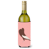 Caroline'S Treasures English Pouter Pigeon Pink Check Decorative Bottle Hugger, 750 Ml, Multicolor