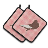 Caroline'S Treasures English Pouter Pigeon Pink Check Decorated Pot Holder, 7.5 X 7.5