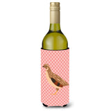Caroline'S Treasures Golden Phoenix Quail Pink Check Decorative Bottle Hugger, 750 Ml, Multicolor