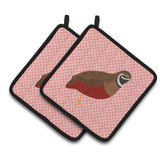 Caroline'S Treasures Chinese Painted Or King Quail Pink Check Decorated Pot Holder, 7.5 X 7.5