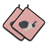 Caroline'S Treasures Dutch Rabbit Pink Check Decorated Pot Holder, 7.5 X 7.5